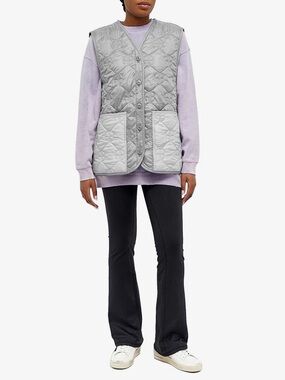 Anine Bing Andy Vest Gray Quilted Monogram NWT